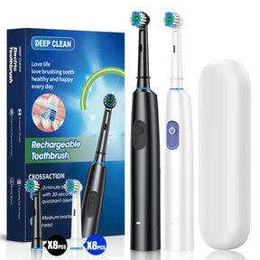 Oscillating Round Head Electric Toothbrush with 4 Replacement Brush Heads | Custom-Friendly Rotary Electric Toothbrush for Deep Cleaning