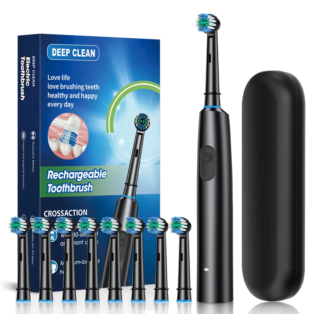 Oscillating Round Head Electric Toothbrush with 4 Replacement Brush Heads | Custom-Friendly Rotary Electric Toothbrush for Deep Cleaning
